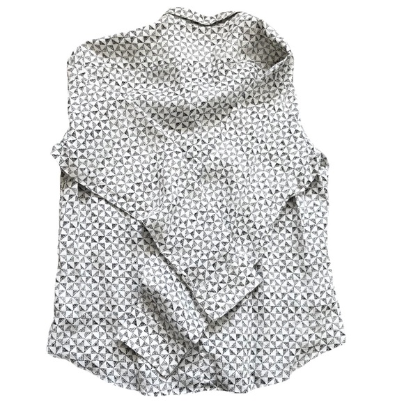 FRANK & EILEEN FINBAR GEOMETRIC PRINT BUTTON DOWN TOP MODERN EFFORTLESS LINEN XL - Picture 2 of 8